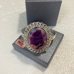 Elegant Silver and Purple faux Stone Bracelet